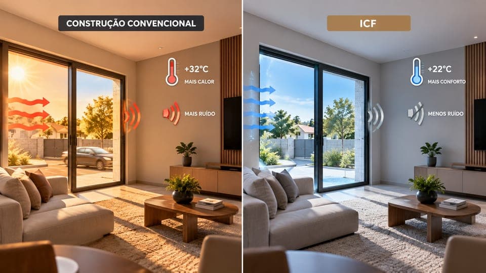 Comparativo de conforto térmico e acústico entre construção convencional e construção em ICF