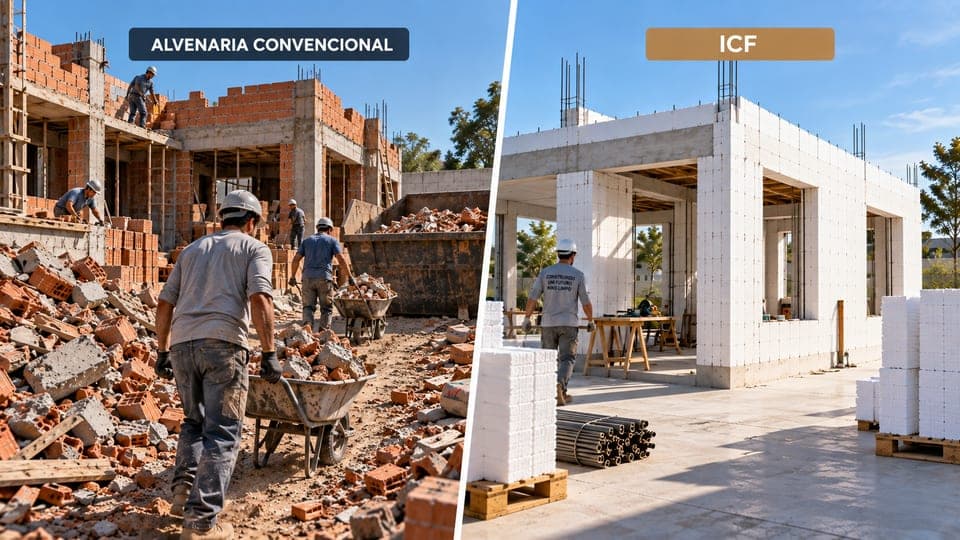 Comparativo de resíduos de obra entre construção em alvenaria e construção em ICF